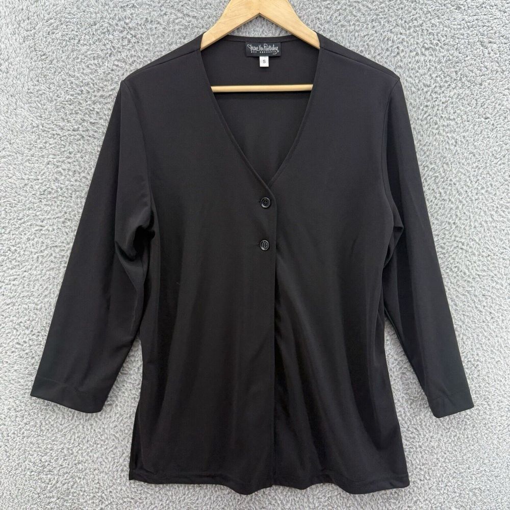 Diane Von Furstenberg Womens S Black Two Button Lightweight Career Cardigan